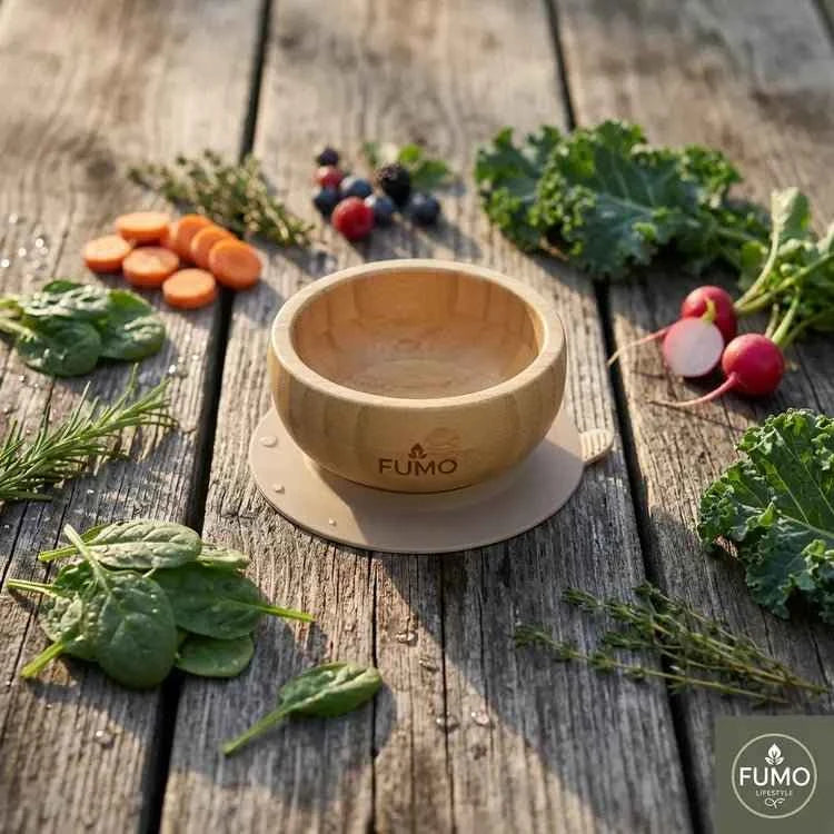 Bamboo Weaning Set with Paw Suction Plate, Bowl, Cup & Cutlery