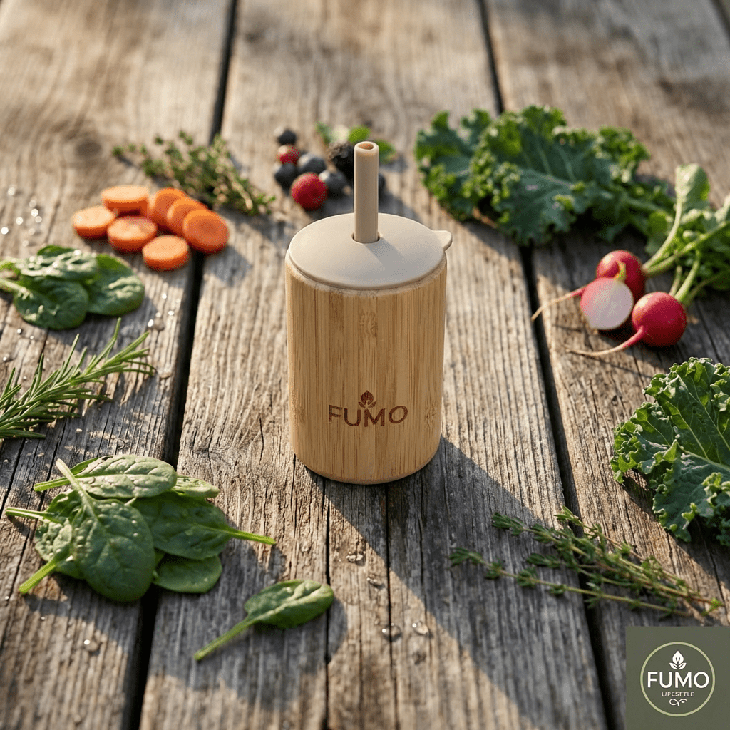 Bamboo Weaning Set, Cat Suction Plate, Bowl, Cup & Cutlery - Fumo Lifestyle