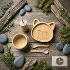 Bamboo Weaning Set, Cat Suction Plate, Bowl, Cup & Cutlery - Fumo Lifestyle