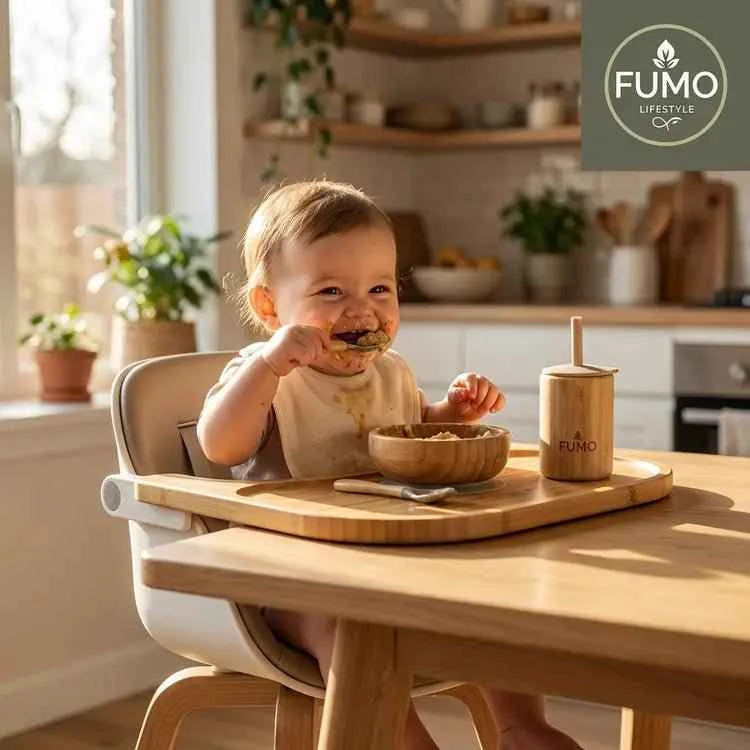 Bamboo Weaning Set with Paw Suction Plate, Bowl, Cup & Cutlery